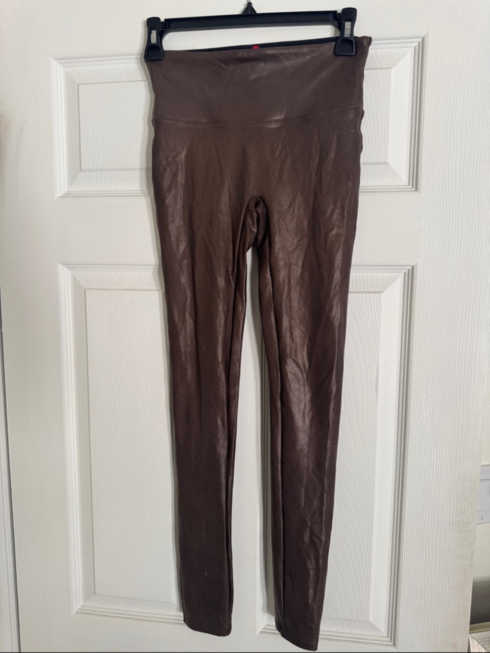 SPANX Metallic Brown Faux Leather Leggings